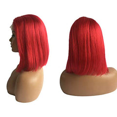 13*4 Full Frontal 210% Density Bob Transparent Lace Wigs (Red)