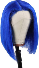 13*4 Full Frontal 210% Density Bob Transparent Lace Wigs (Blue)