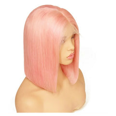 13*4 Full Frontal 210% Density Bob Transparent Lace Wigs (Pink)