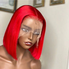 13*6 Full Frontal 210% Density Bob Lace Wig (red)